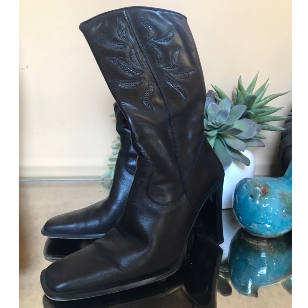 Charles David Leather Boots (Black)